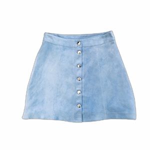 H&M Size 8 Blue Button Front Lined Skirt